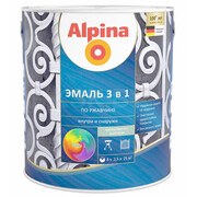 Alpina Эмаль по ржавчине 3 в 1 шелковисто-матовая База 1, 2,5л/2,93 кг