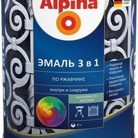 Alpina Эмаль по ржавчине 3 в 1 шелковисто-матовая Желтый, 0,75л/0,80 кг